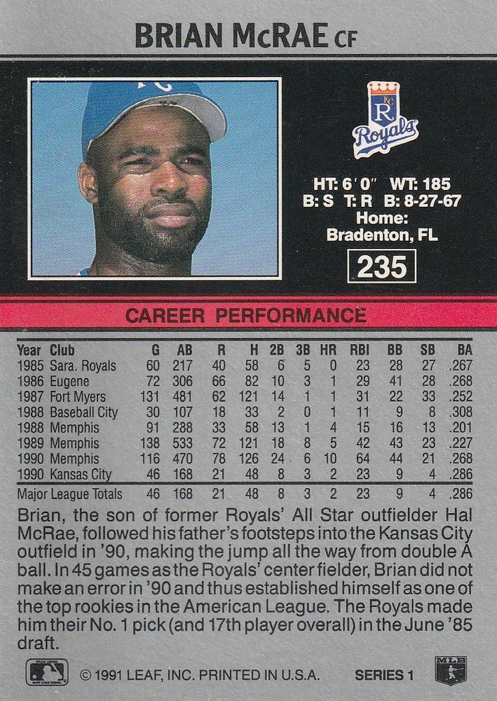 Brian McRae  baseball card collectible - Main Image 2