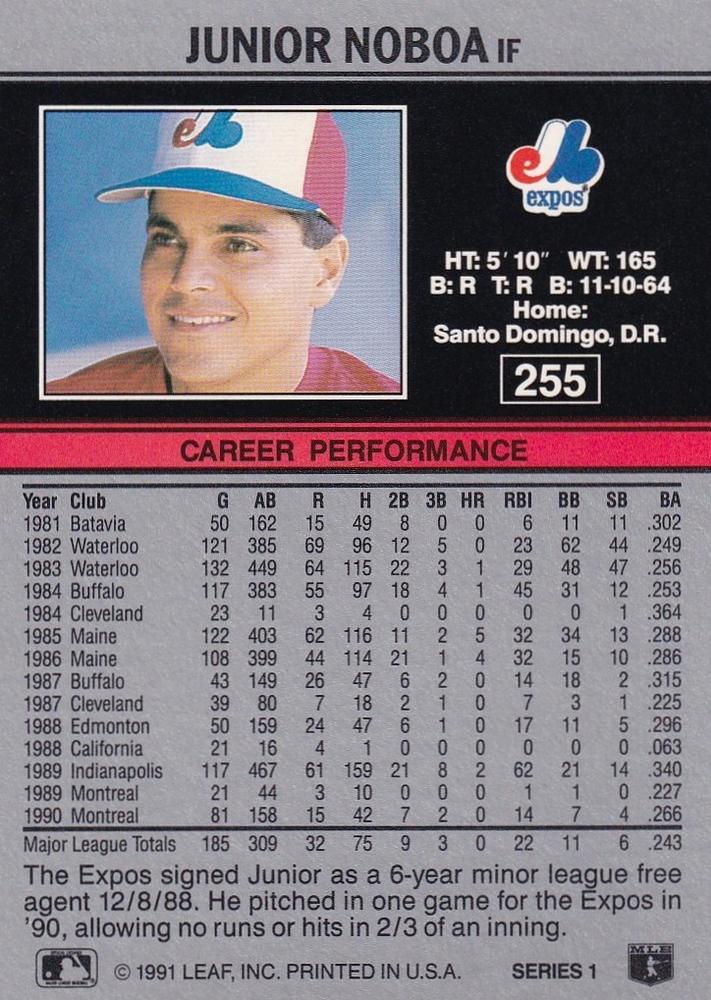 Junior Noboa  baseball card collectible - Main Image 2
