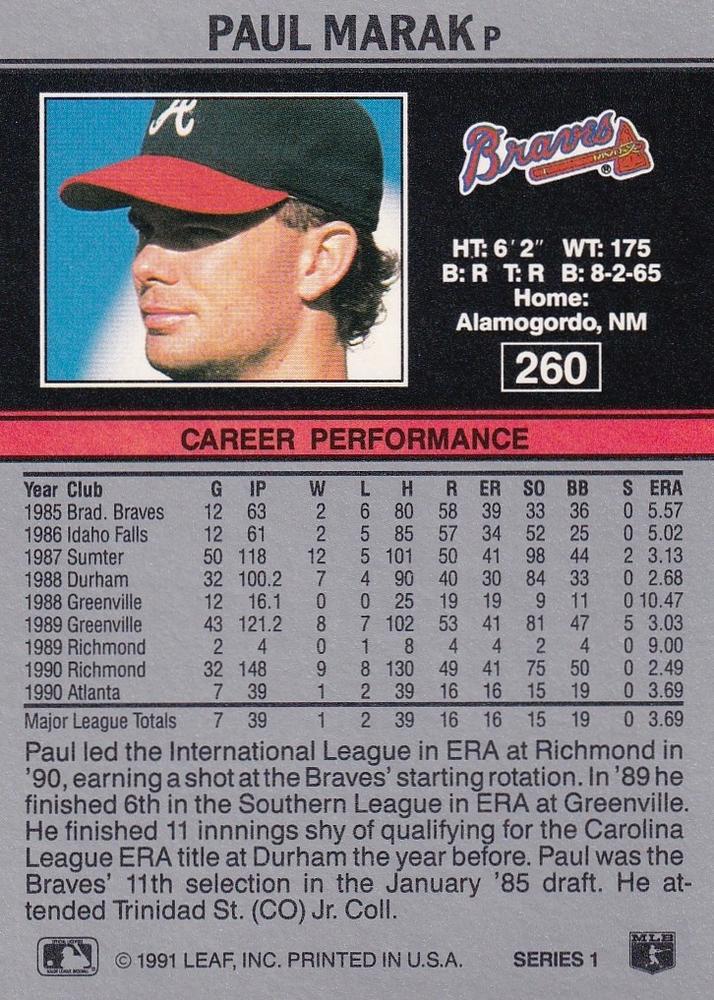 Paul Marak  baseball card collectible - Main Image 2