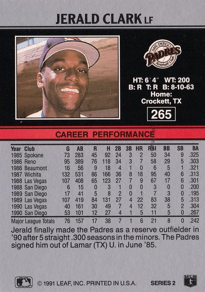 Jerald Clark  baseball card collectible - Main Image 2