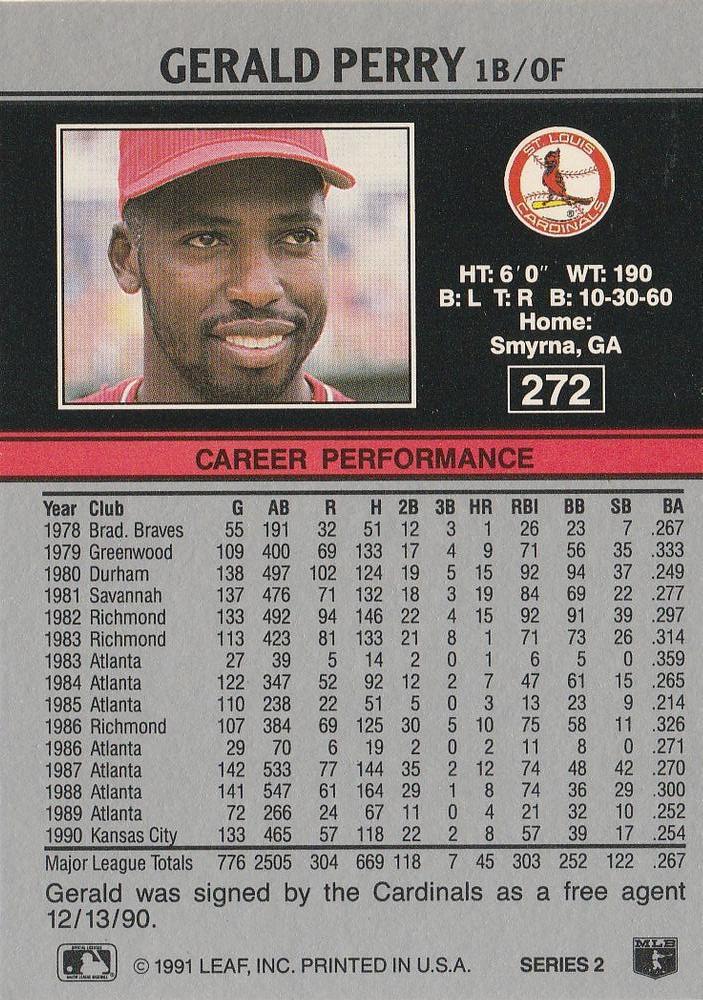 Gerald Perry  baseball card collectible - Main Image 2