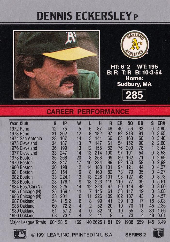 Dennis Eckersley  baseball card collectible - Main Image 2