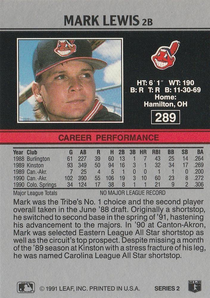 Mark Lewis  baseball card collectible - Main Image 2