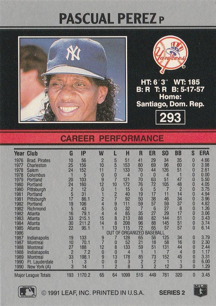 Pascual Perez  baseball card collectible - Main Image 2