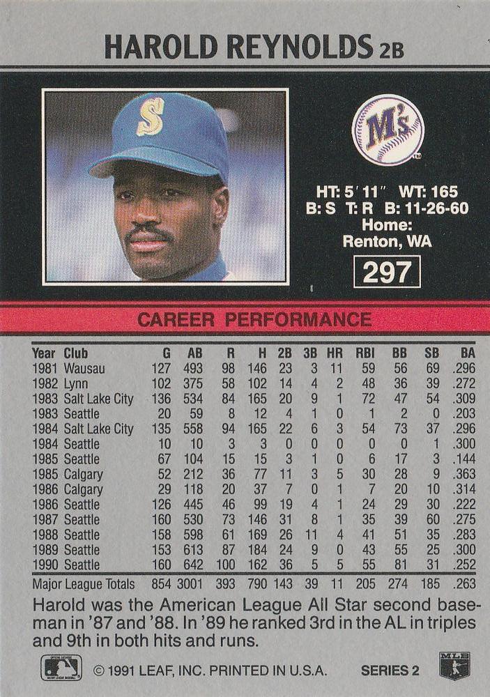 Harold Reynolds  baseball card collectible - Main Image 2