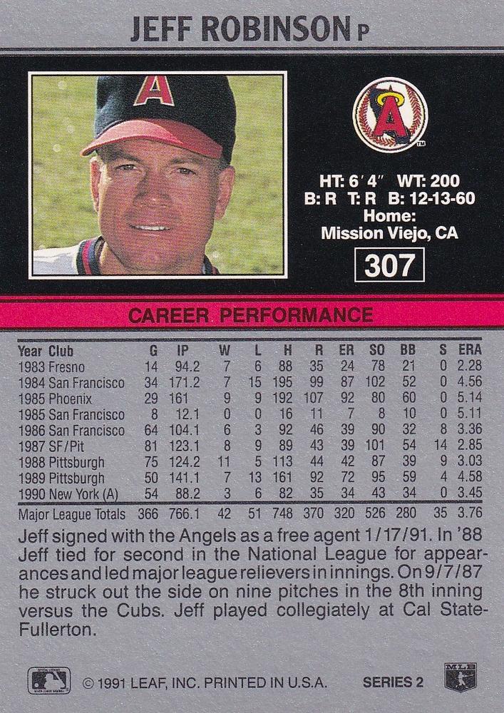 Jeff Robinson  baseball card collectible - Main Image 2