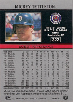 Mickey Tettleton  baseball card collectible - Main Image 2