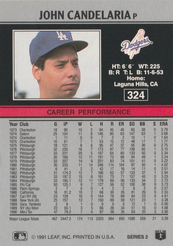 John Candelaria  baseball card collectible - Main Image 2