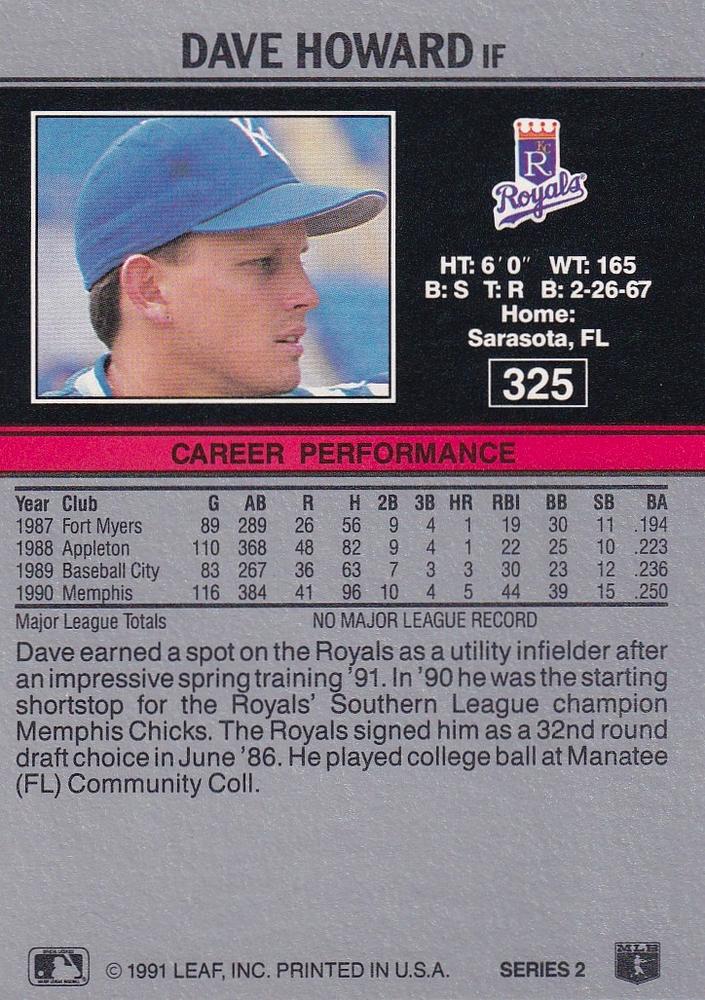 Dave Howard  baseball card collectible - Main Image 2