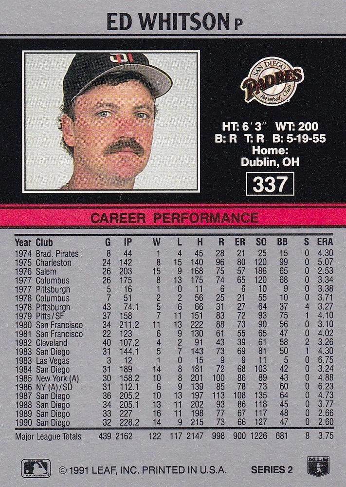 Ed Whitson  baseball card collectible - Main Image 2