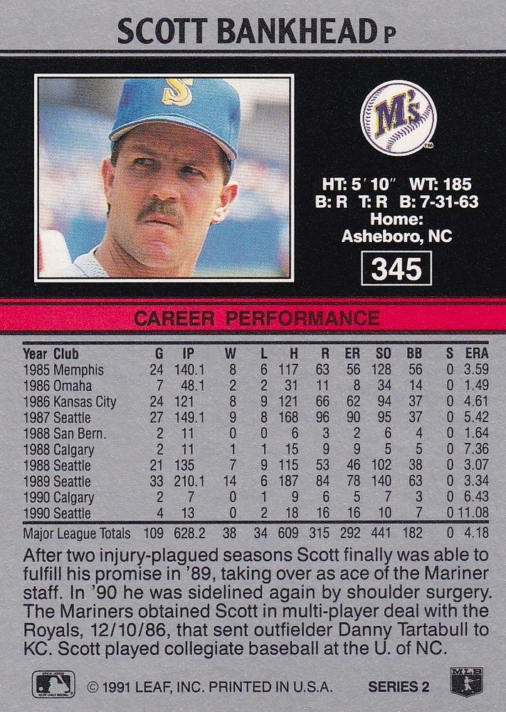 Scott Bankhead  baseball card collectible - Main Image 2