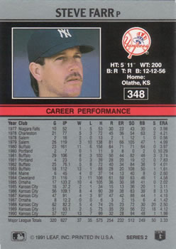 Steve Farr  baseball card collectible - Main Image 2