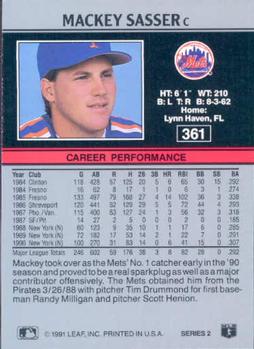 Mackey Sasser  baseball card collectible - Main Image 2