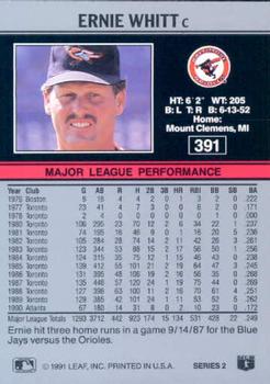 Ernie Whitt  baseball card collectible - Main Image 2
