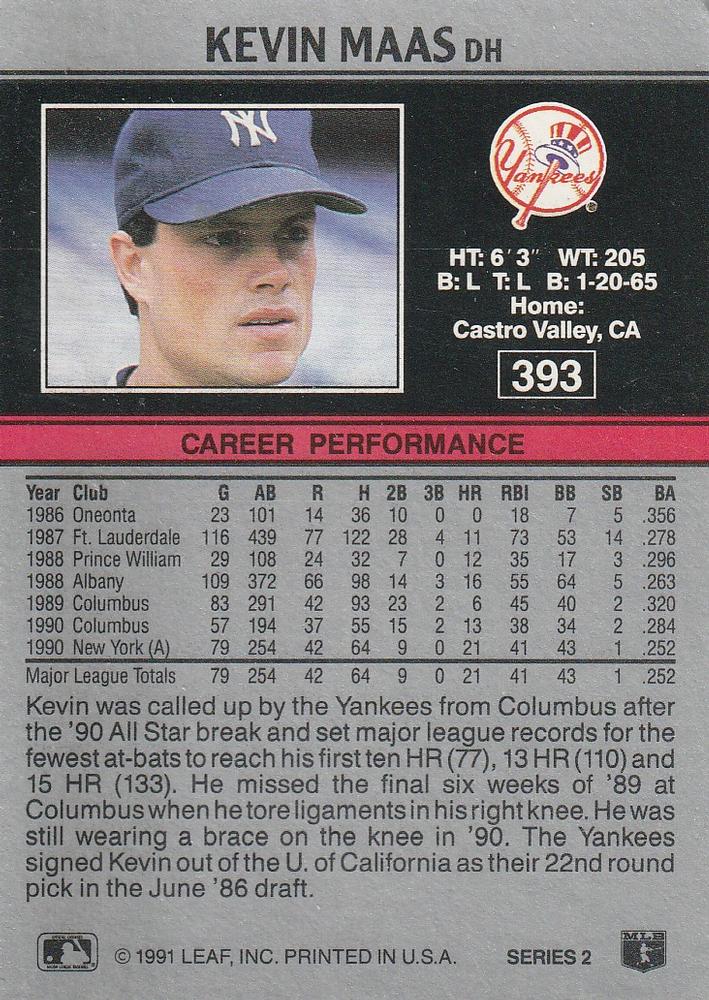Kevin Maas  baseball card collectible - Main Image 2