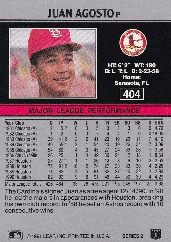 Juan Agosto  baseball card collectible - Main Image 2