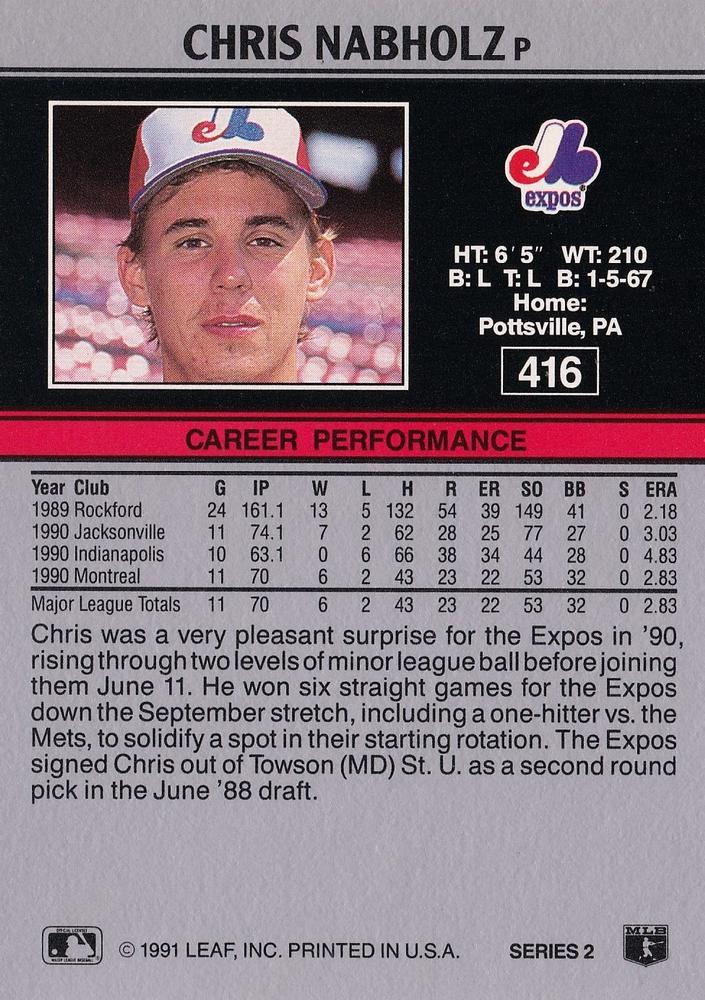 Chris Nabholz  baseball card collectible - Main Image 2