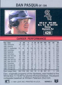 Dan Pasqua  baseball card collectible - Main Image 2