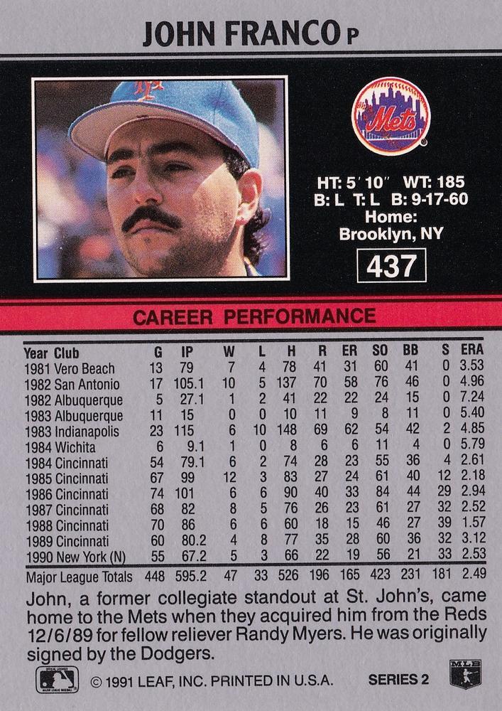 John Franco  baseball card collectible - Main Image 2