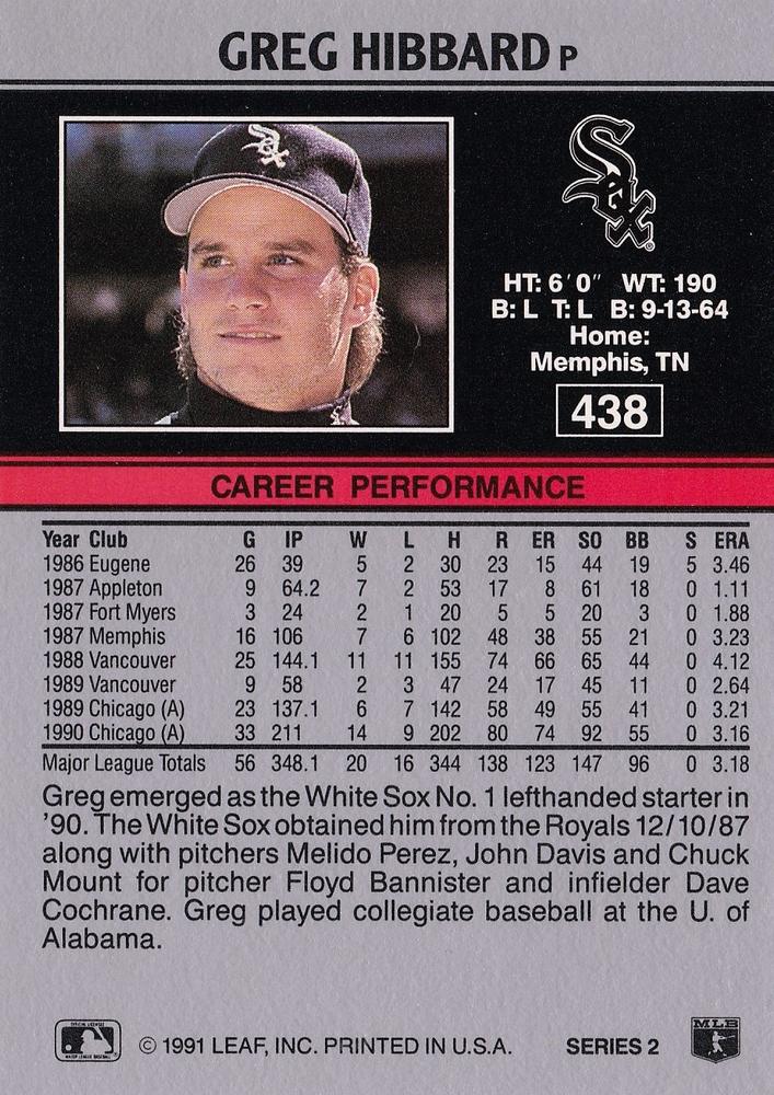Greg Hibbard  baseball card collectible - Main Image 2