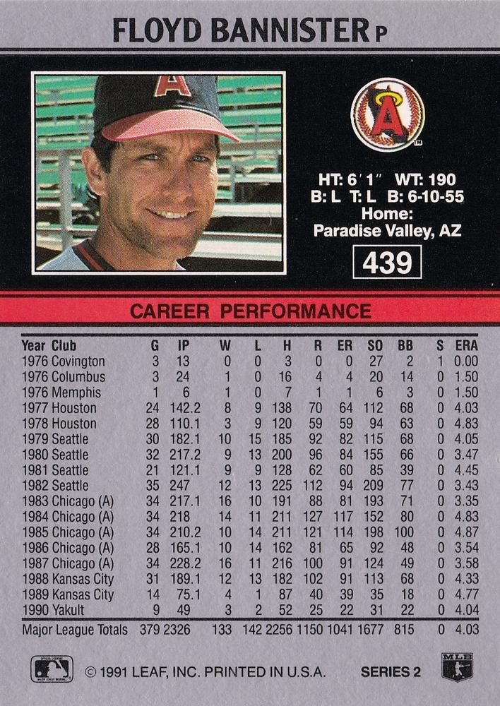 Floyd Bannister  baseball card collectible - Main Image 2