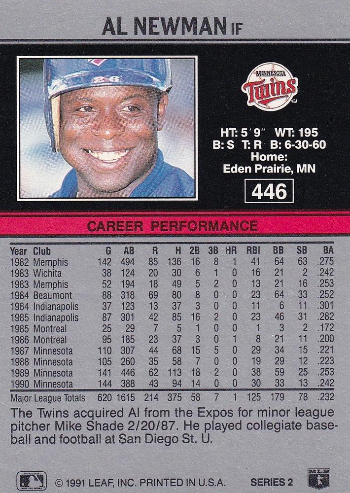 Al Newman  baseball card collectible - Main Image 2