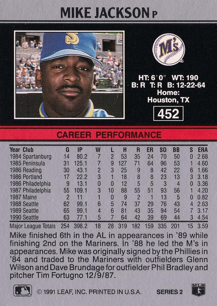 Mike Jackson  baseball card collectible - Main Image 2