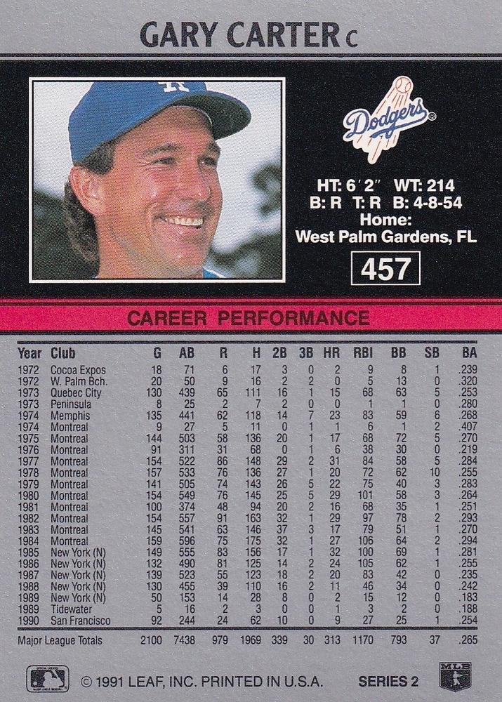 Gary Carter  baseball card collectible - Main Image 2