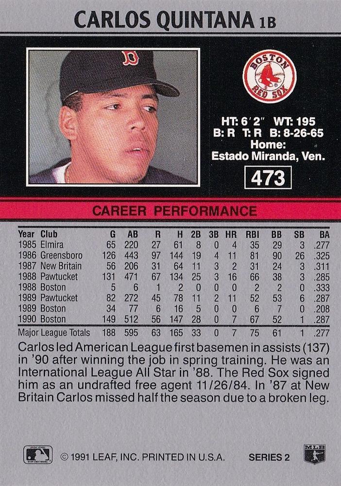 Carlos Quintana  baseball card collectible - Main Image 2