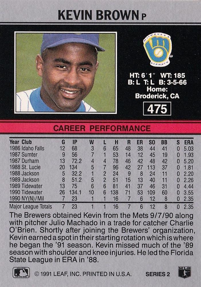 Kevin Brown  baseball card collectible - Main Image 2