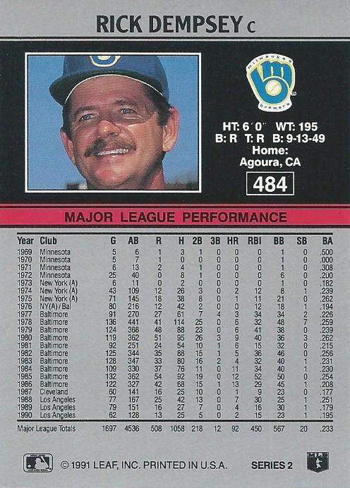 Rick Dempsey  baseball card collectible - Main Image 2