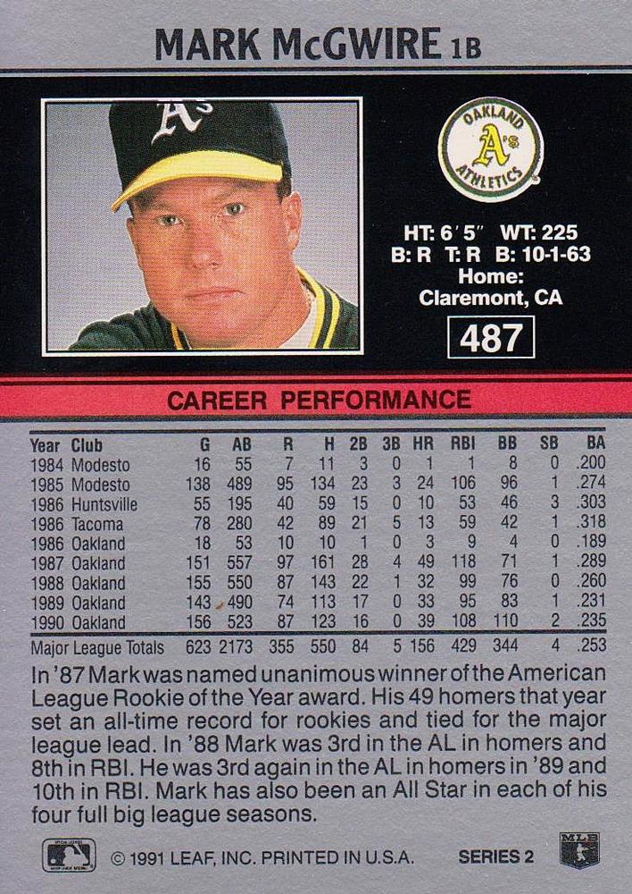 Mark McGwire  baseball card collectible - Main Image 2