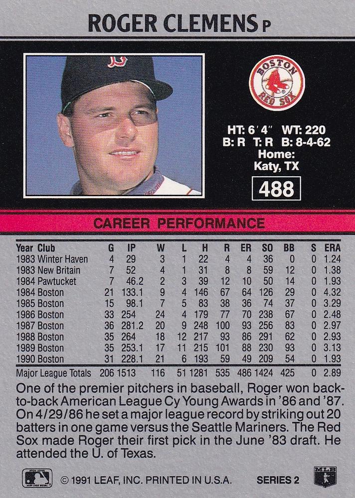 Roger Clemens  baseball card collectible - Main Image 2