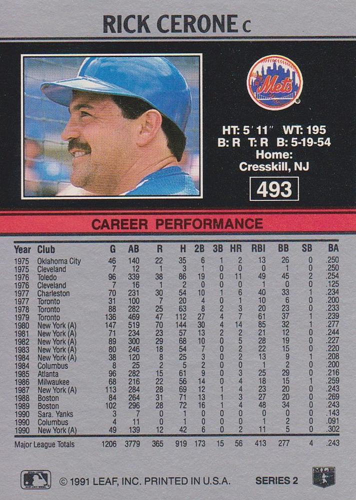 Rick Cerone  baseball card collectible - Main Image 2