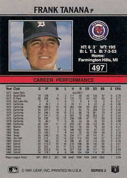 Frank Tanana  baseball card collectible - Main Image 2