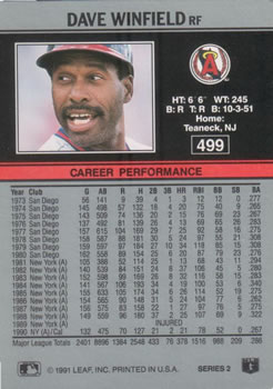 Dave Winfield  baseball card collectible - Main Image 2
