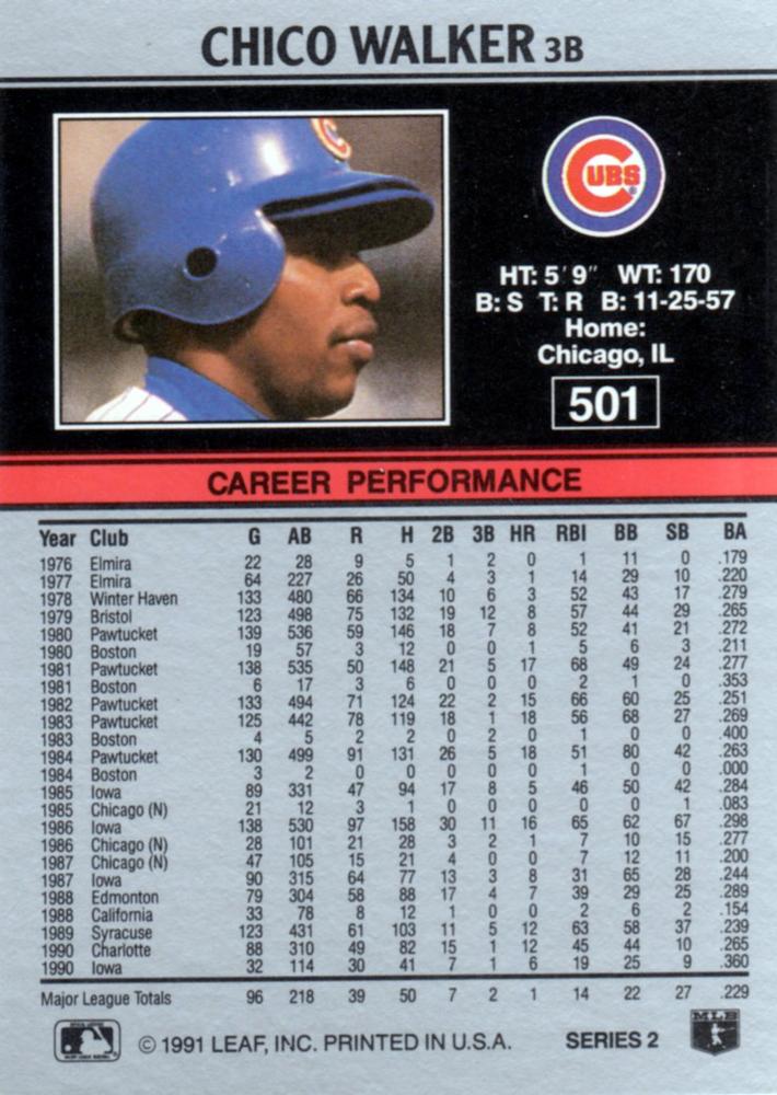 Chico Walker  baseball card collectible - Main Image 2