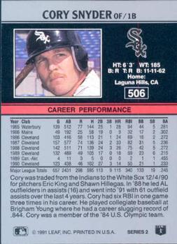 Cory Snyder  baseball card collectible - Main Image 2