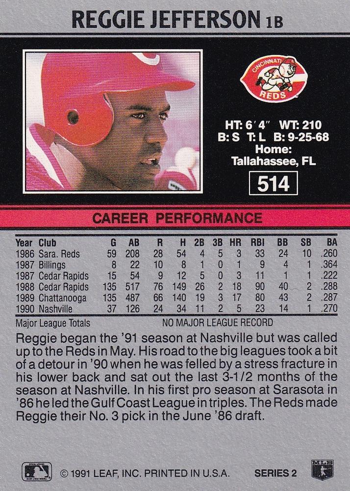 Reggie Jefferson  baseball card collectible - Main Image 2