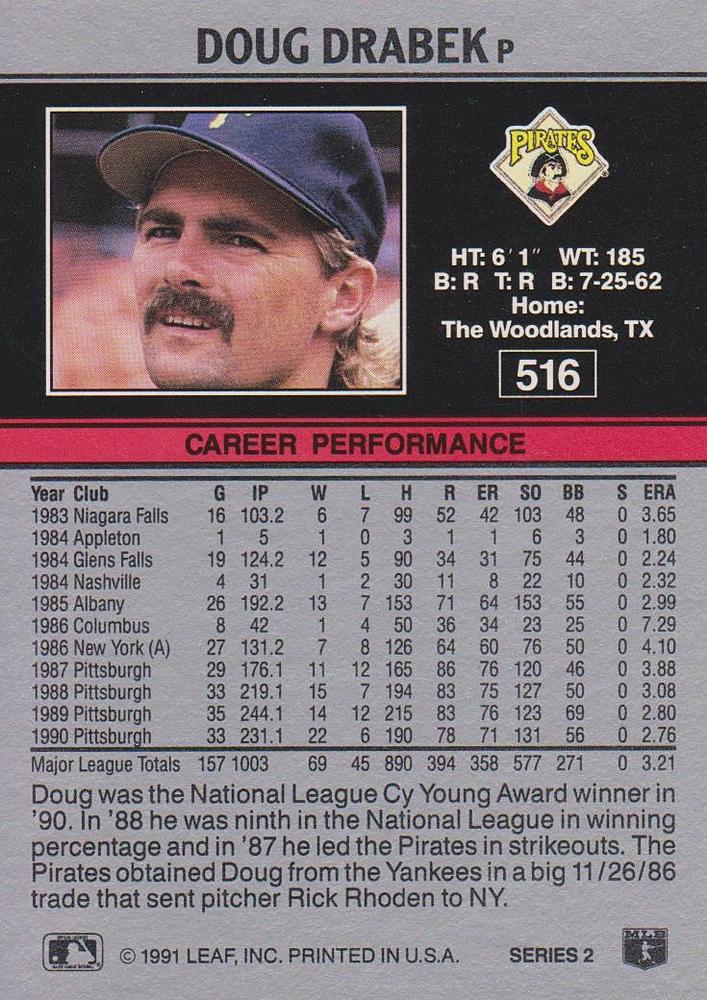 Doug Drabek  baseball card collectible - Main Image 2