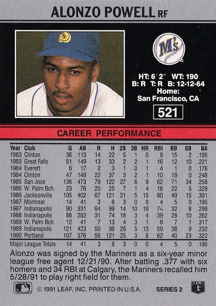 Alonzo Powell  baseball card collectible - Main Image 2