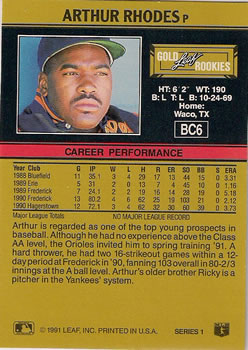 Arthur Rhodes  baseball card collectible - Main Image 2