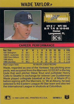 Wade Taylor  baseball card collectible - Main Image 2