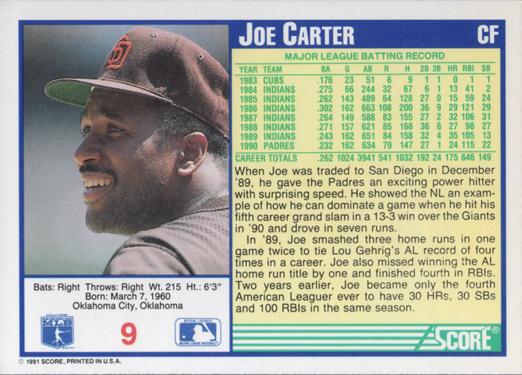 Joe Carter  baseball card collectible - Main Image 2