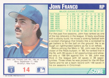 John Franco  baseball card collectible - Main Image 2