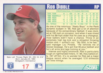 Rob Dibble  baseball card collectible - Main Image 2