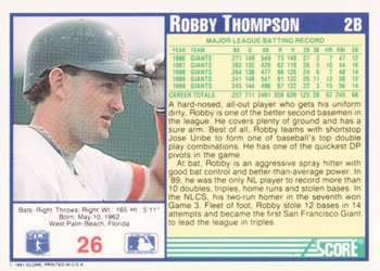 Robby Thompson  baseball card collectible - Main Image 2