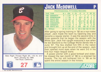Jack McDowell  baseball card collectible - Main Image 2