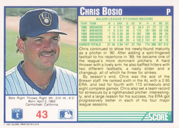 Chris Bosio  baseball card collectible - Main Image 2