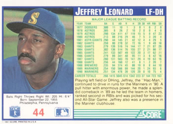 Jeffrey Leonard  baseball card collectible - Main Image 2